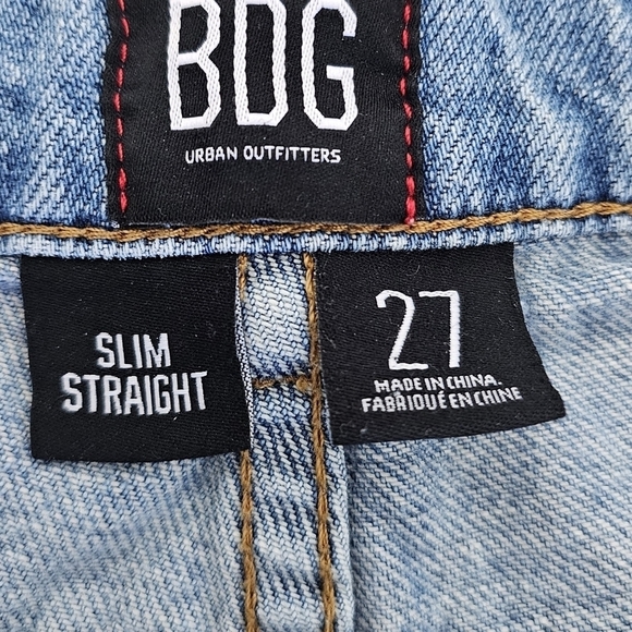 UO BDG high waist slim straight jeans light wash distressed size 27 - Picture 12 of 14